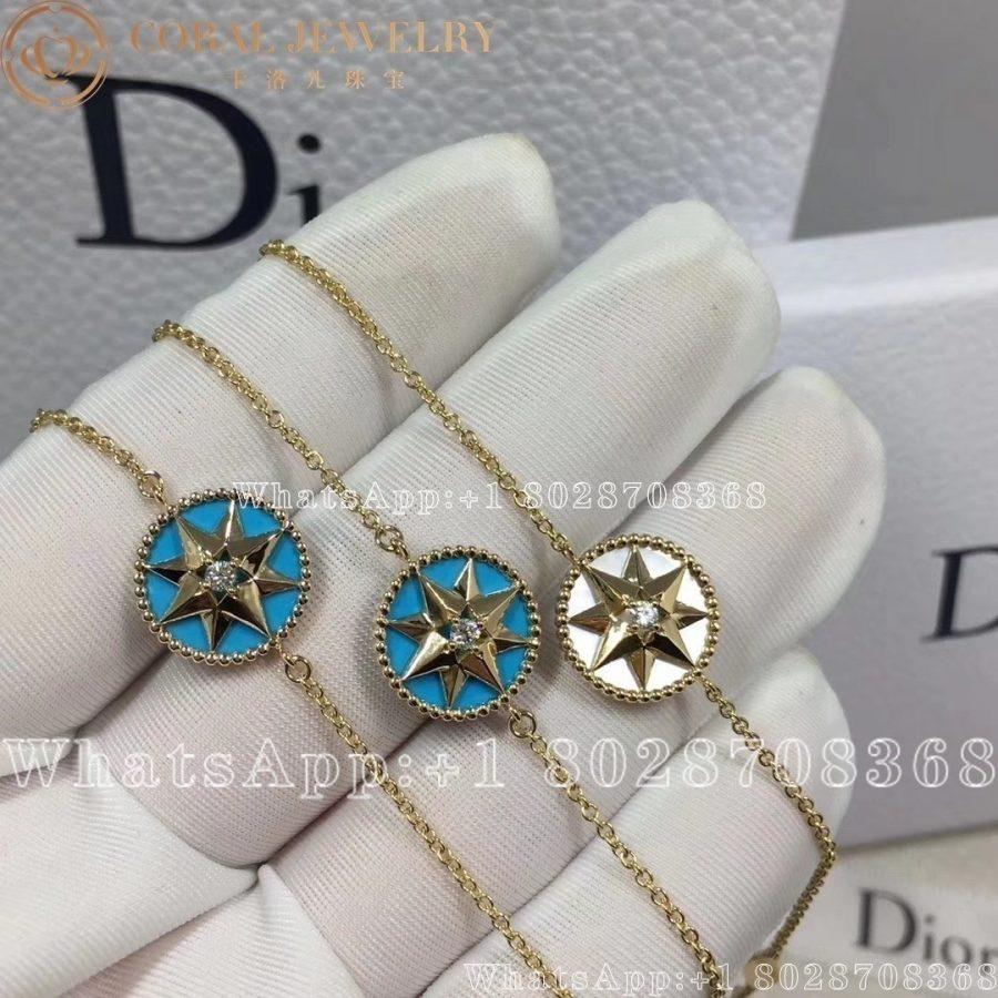 Dior Rose Des Vents Bracelet Yellow Gold, Diamond and Turquoise 12mm - Image 4