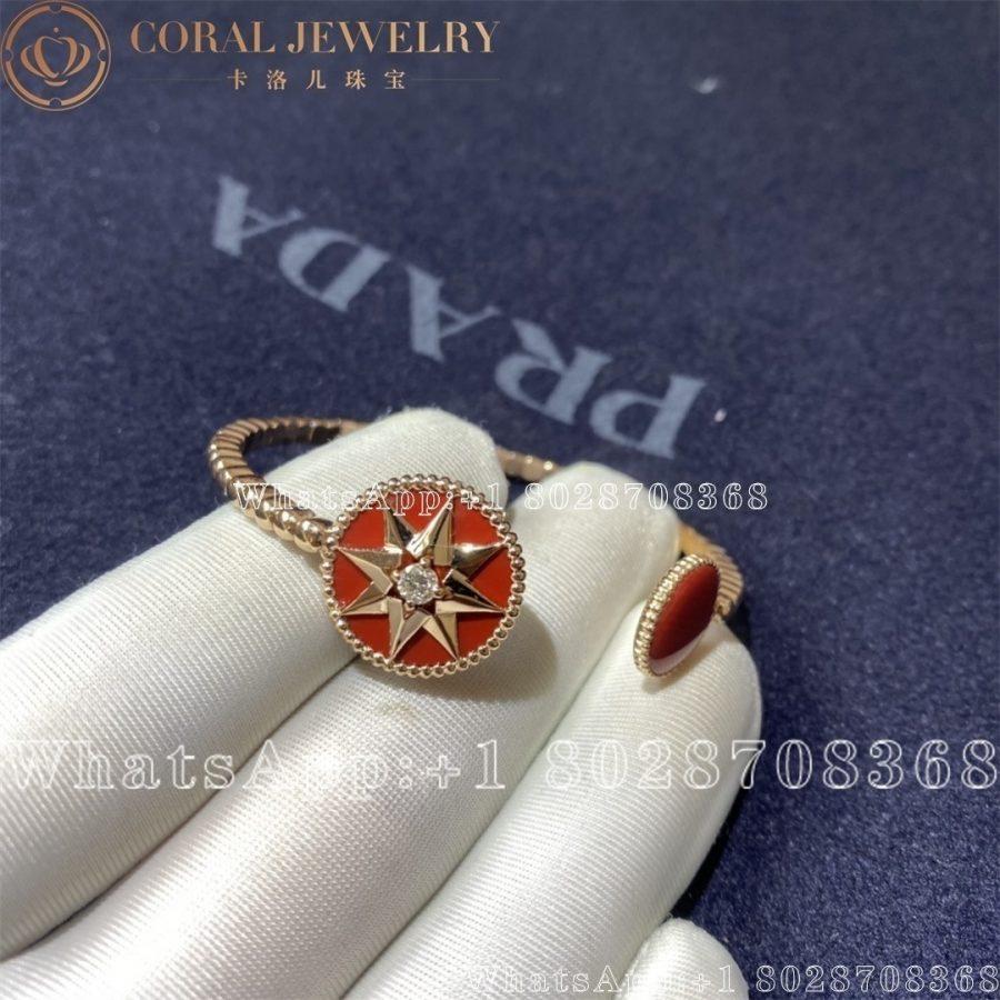 Dior Rose Des Vents Diamond Coral 18K Rose Gold Open Cuff Coral - Image 3