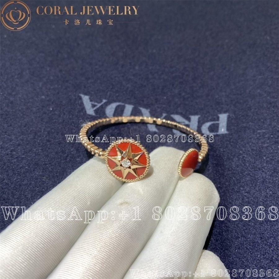 Dior Rose Des Vents Diamond Coral 18K Rose Gold Open Cuff Coral - Image 7