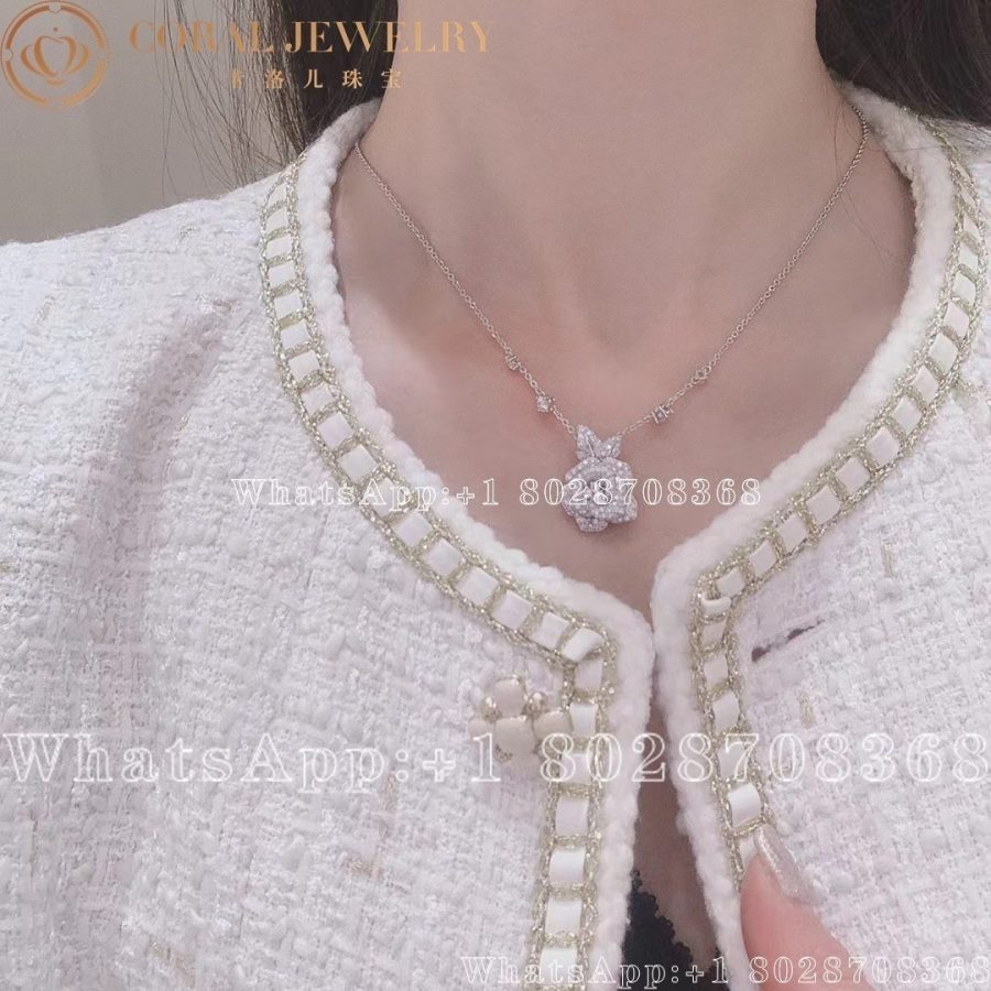 Dior Medium Rose Dior Bagatelle Necklace 18k White Gold and Diamonds - Image 5