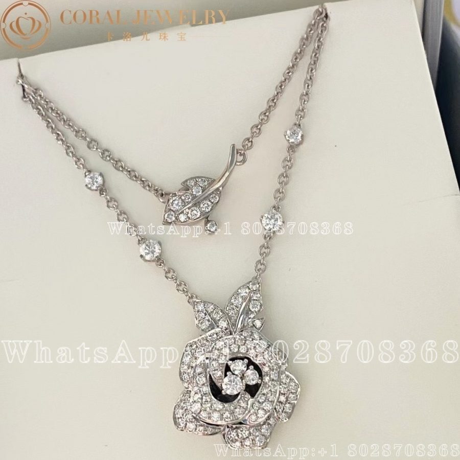 Dior Medium Rose Dior Bagatelle Necklace 18k White Gold and Diamonds - Image 10