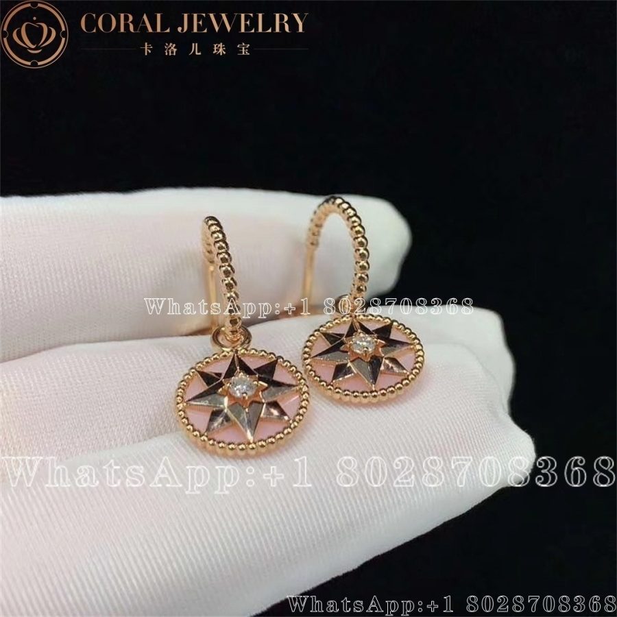 Dior Rose Des Vents Earrings Rose Gold, Diamonds and Pink Opal - Image 5