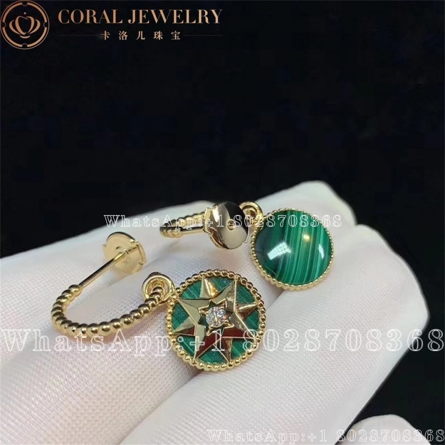 Dior Rose Des Vents Earrings Yellow Gold, Diamonds and Malachite - Image 3
