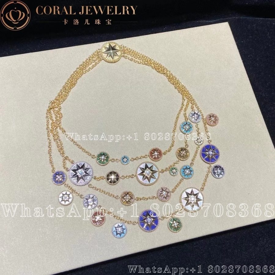 Dior Rose Des Vents Necklace Yellow and White Gold, Diamond and Ornamental Stones - Image 5