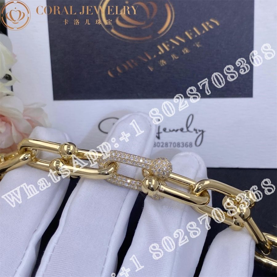 Tiffany HardWear Large Link Bracelet in Yellow Gold with Diamonds - Image 8