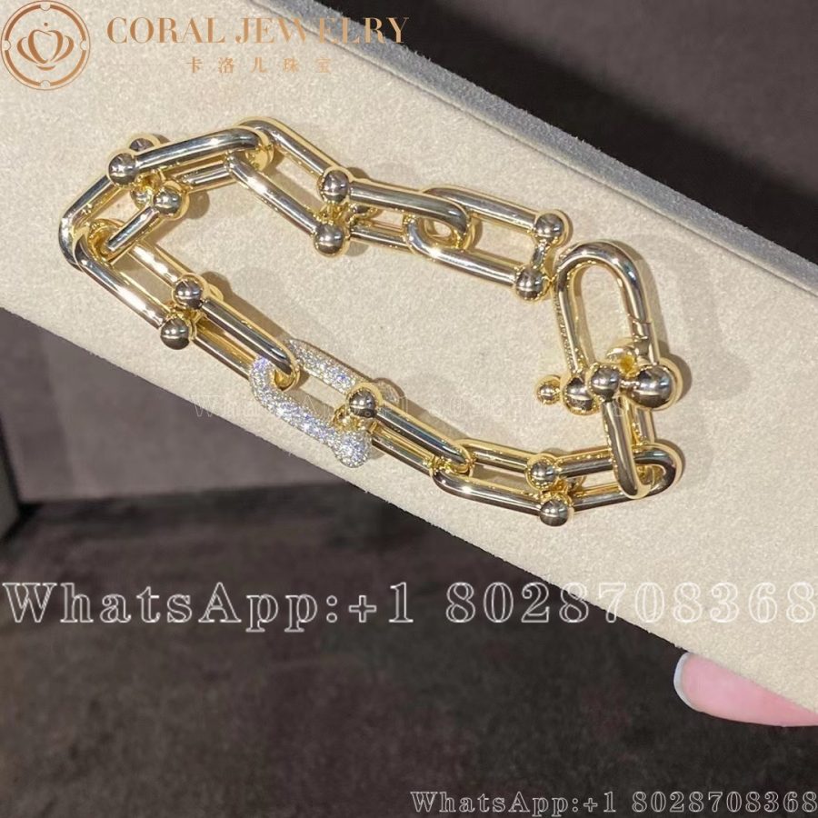 Tiffany HardWear Large Link Bracelet in Yellow Gold with Diamonds - Image 9