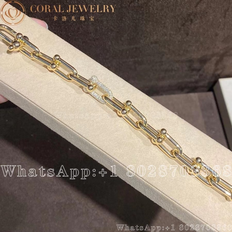 Tiffany HardWear Large Link Bracelet in Yellow Gold with Diamonds - Image 10