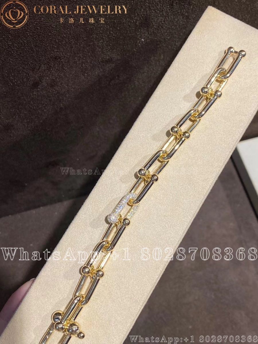 Tiffany HardWear Large Link Bracelet in Yellow Gold with Diamonds - Image 11