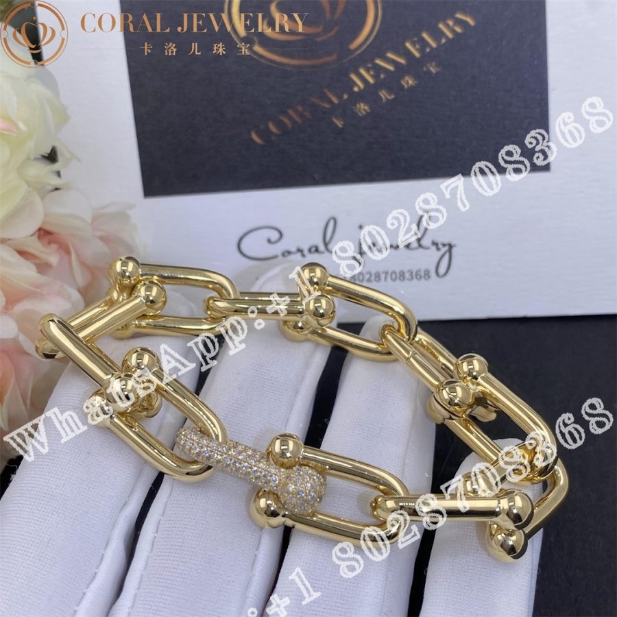 Tiffany HardWear Large Link Bracelet in Yellow Gold with Diamonds - Image 3