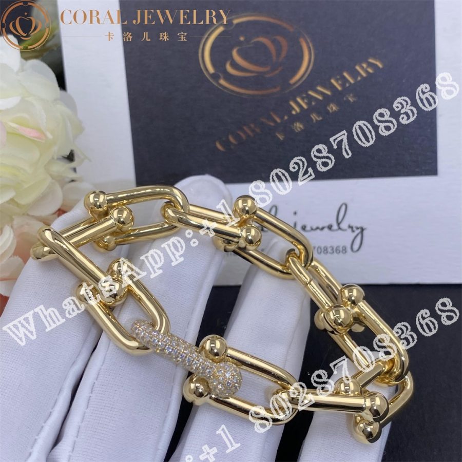 Tiffany HardWear Large Link Bracelet in Yellow Gold with Diamonds - Image 4