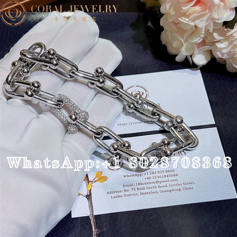 Tiffany HardWear Link Bracelet in White Gold with Diamonds - Image 6