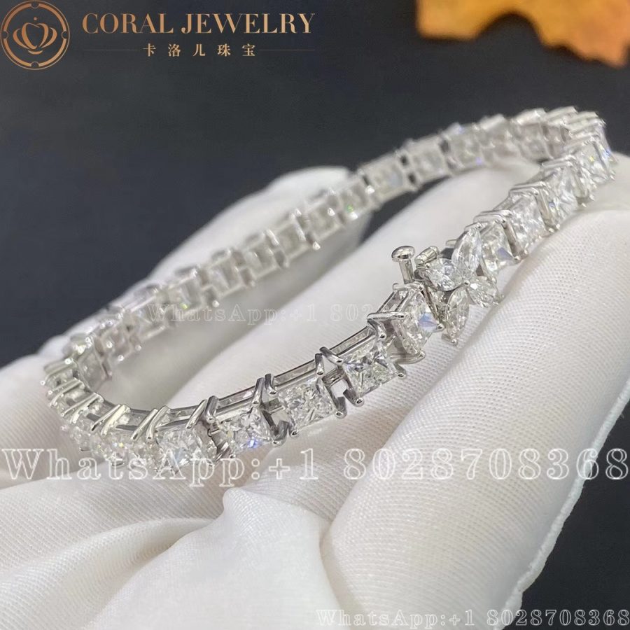 Tiffany Victoria® Tennis Bracelet in Platinum with Emerald Cut Diamond - Image 3