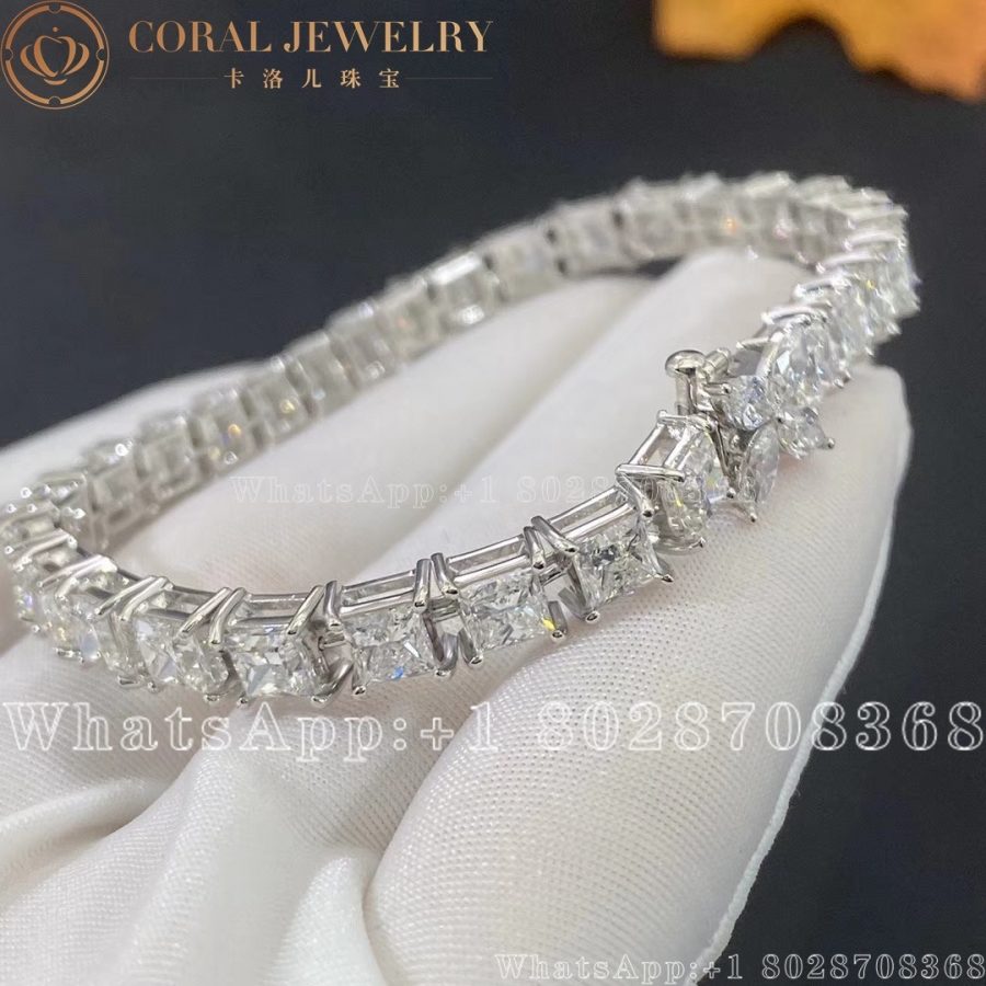 Tiffany Victoria® Tennis Bracelet in Platinum with Emerald Cut Diamond - Image 4