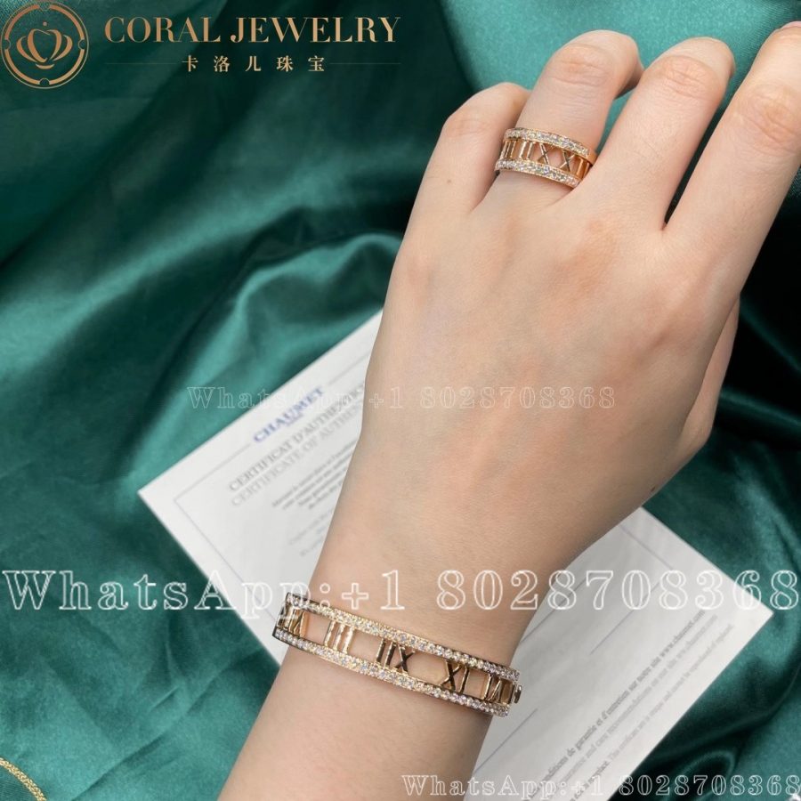 Tiffany 18k Rose Gold Diamond Set Atlas Bangle - Image 5