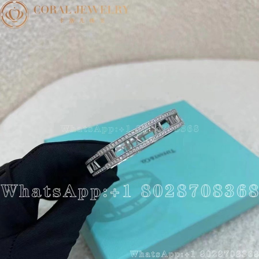 Tiffany 18k White Gold Diamond Set Atlas Bangle - Image 4