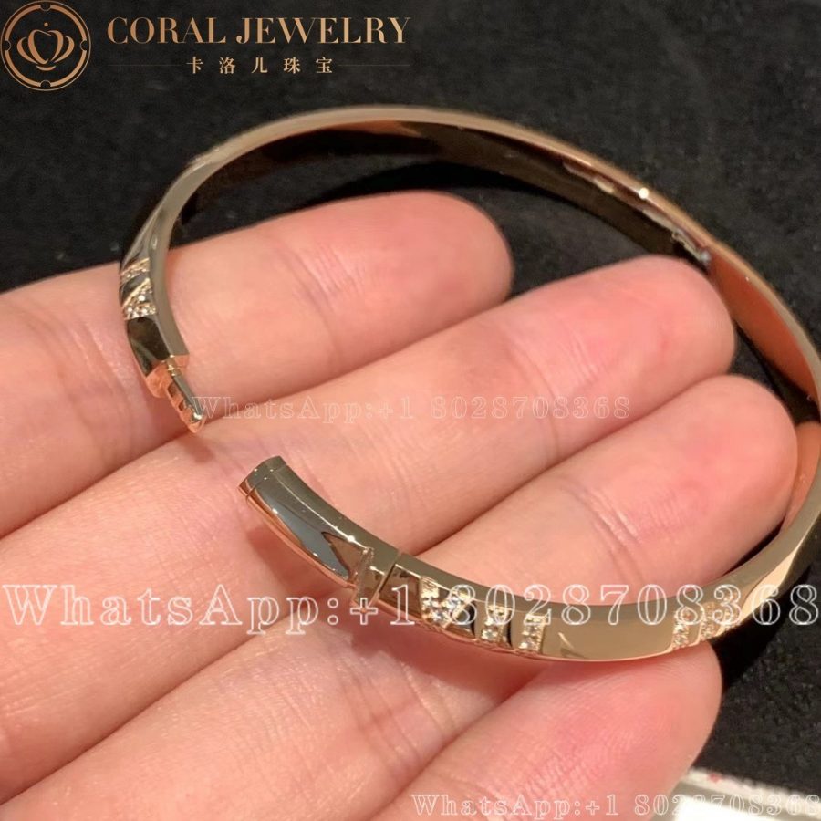 Tiffany Atlas® X Closed Narrow Hinged Bangle in Rose Gold with Diamonds - Image 4