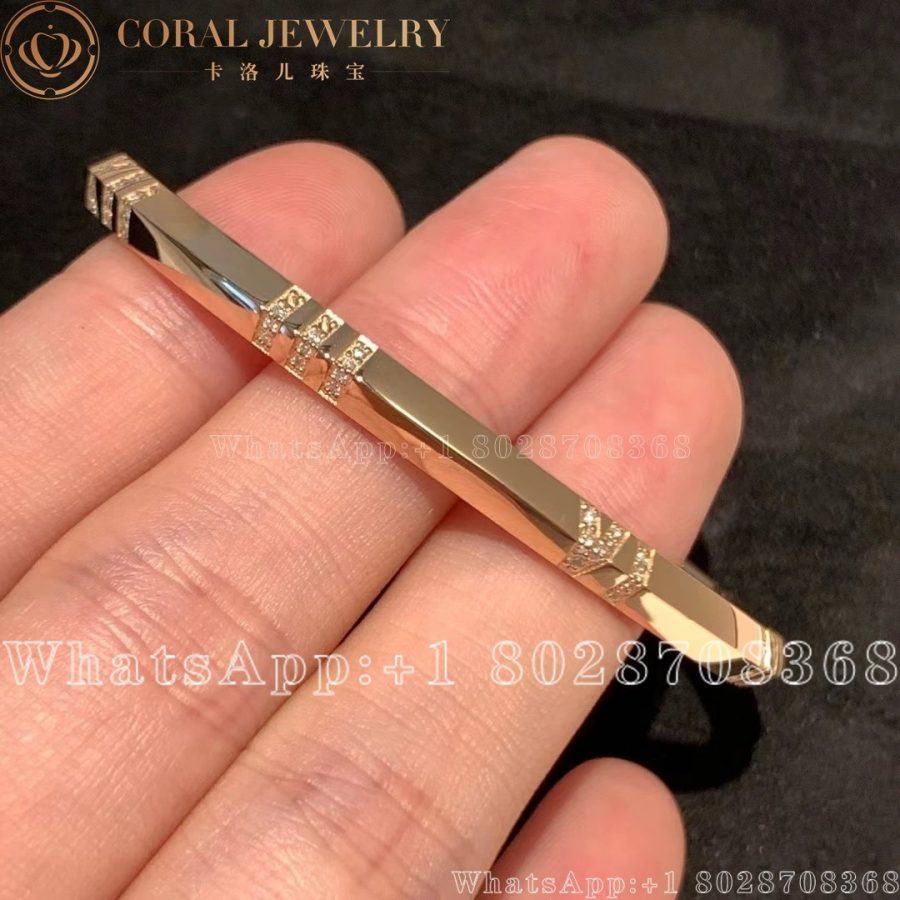 Tiffany Atlas® X Closed Narrow Hinged Bangle in Rose Gold with Diamonds - Image 3