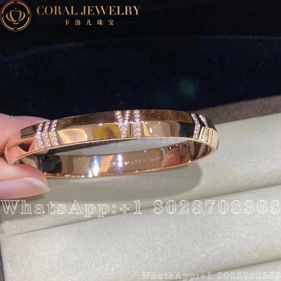 Tiffany Atlas® X Closed Wide Hinged Bangle in Rose Gold with Diamonds - Image 3