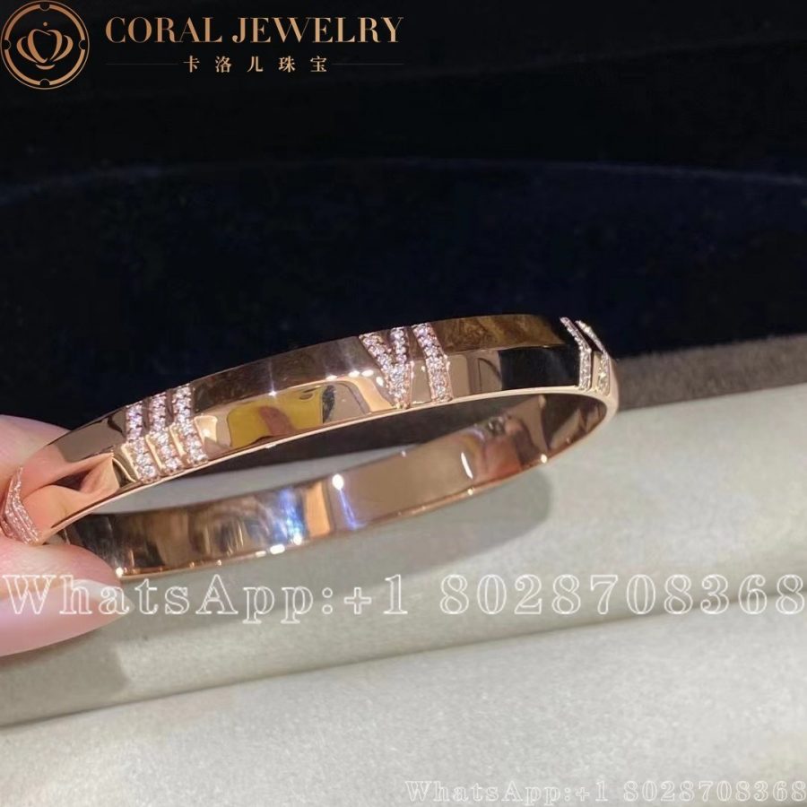 Tiffany Atlas® X Closed Wide Hinged Bangle in Rose Gold with Diamonds - Image 5