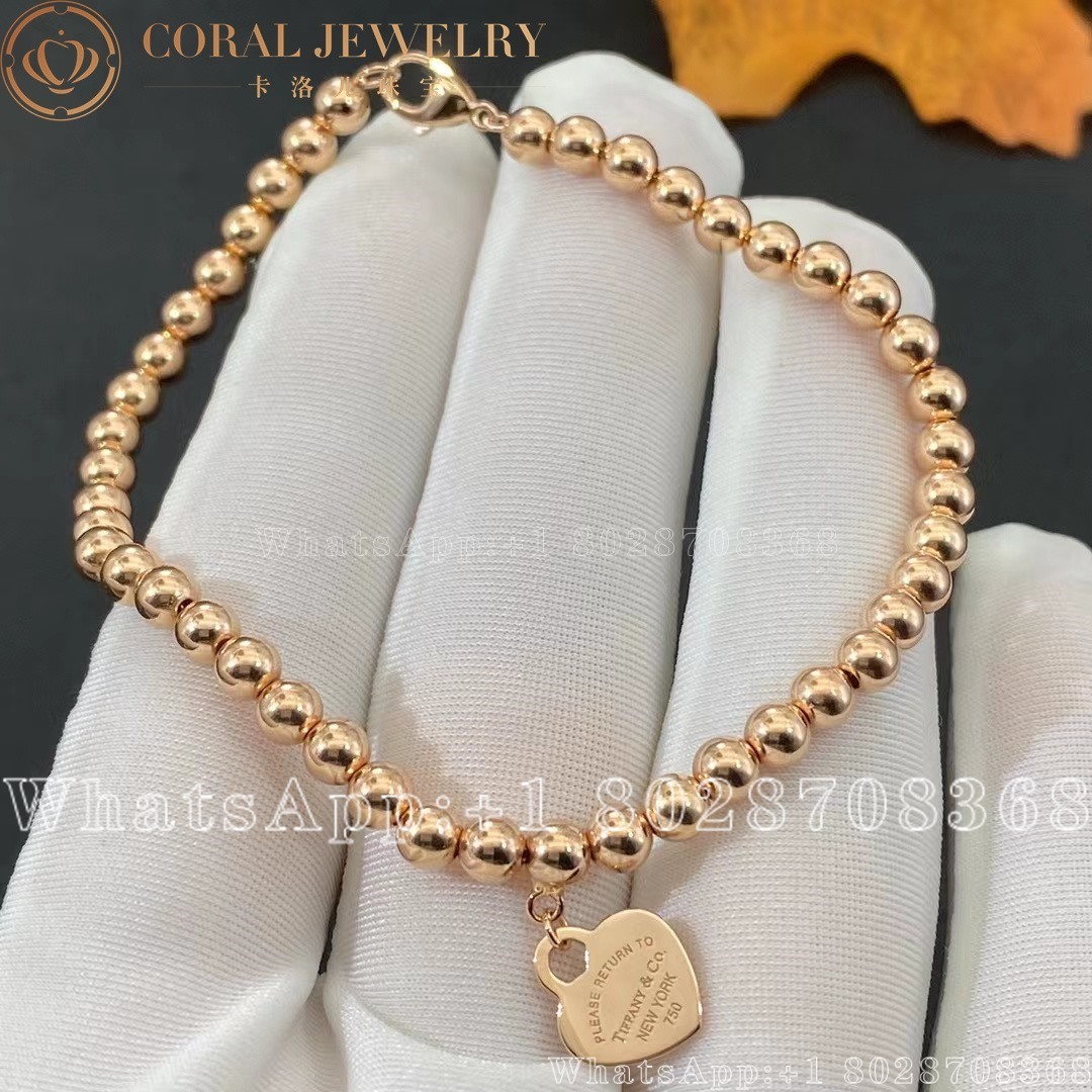 Tiffany Return To Tiffany Heart Tag Bead Bracelet In Rose Gold 4 Mm Coral (2)