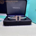 Tiffany T Pavé Diamond Square Bracelet in 18k White Gold - Image 8
