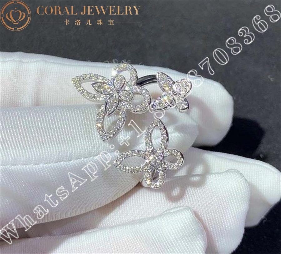 Graff Triple Butterfly Silhouette Diamond Ring White Gold - Image 7