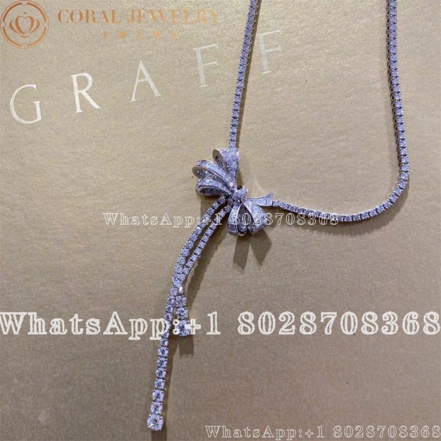 Graff Tilda’s Bow Double Strand Round Diamond Necklace White Gold - Image 13