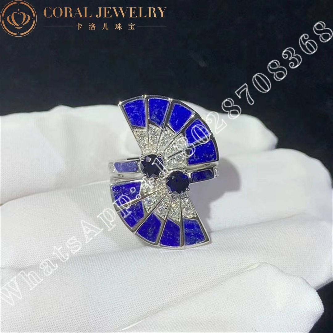 Garrard Fanfare Symphony Double Sapphire And Lapis Lazuli Ring In 18ct White Gold With Diamonds Coral (1)