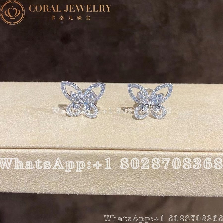 Graff Butterfly Silhouette Diamond Mini Stud Earrings White Gold - Image 3