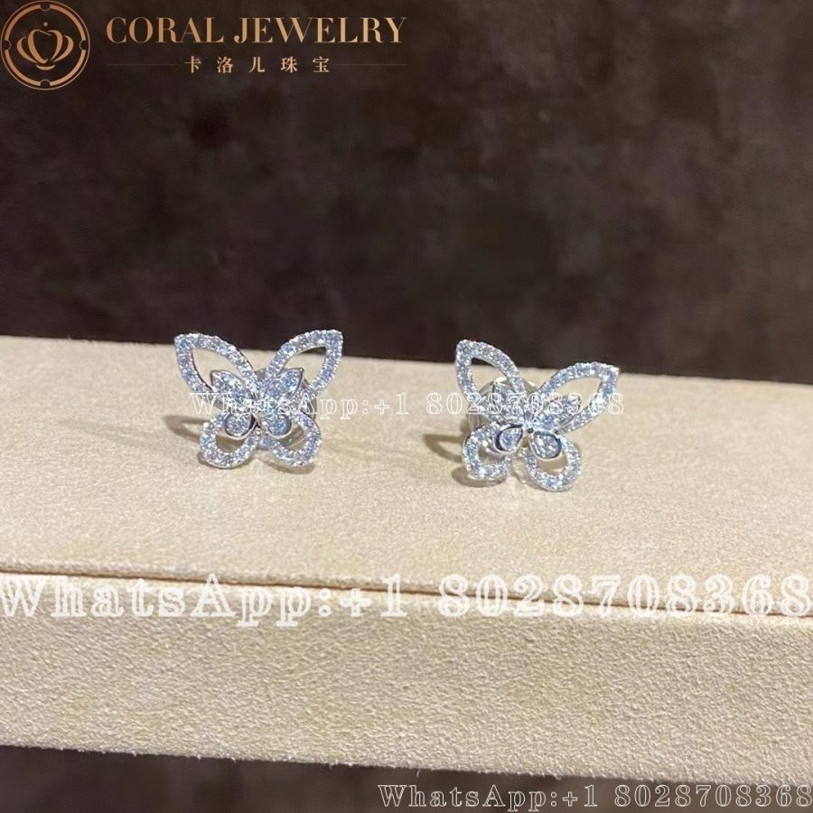 Graff Butterfly Silhouette Diamond Mini Stud Earrings White Gold - Image 4