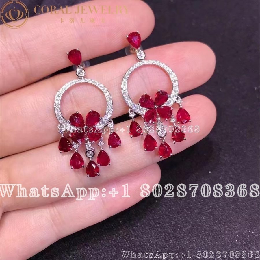 Graff Classic Butterfly Chandelier Ruby Earrings White Gold - Image 5