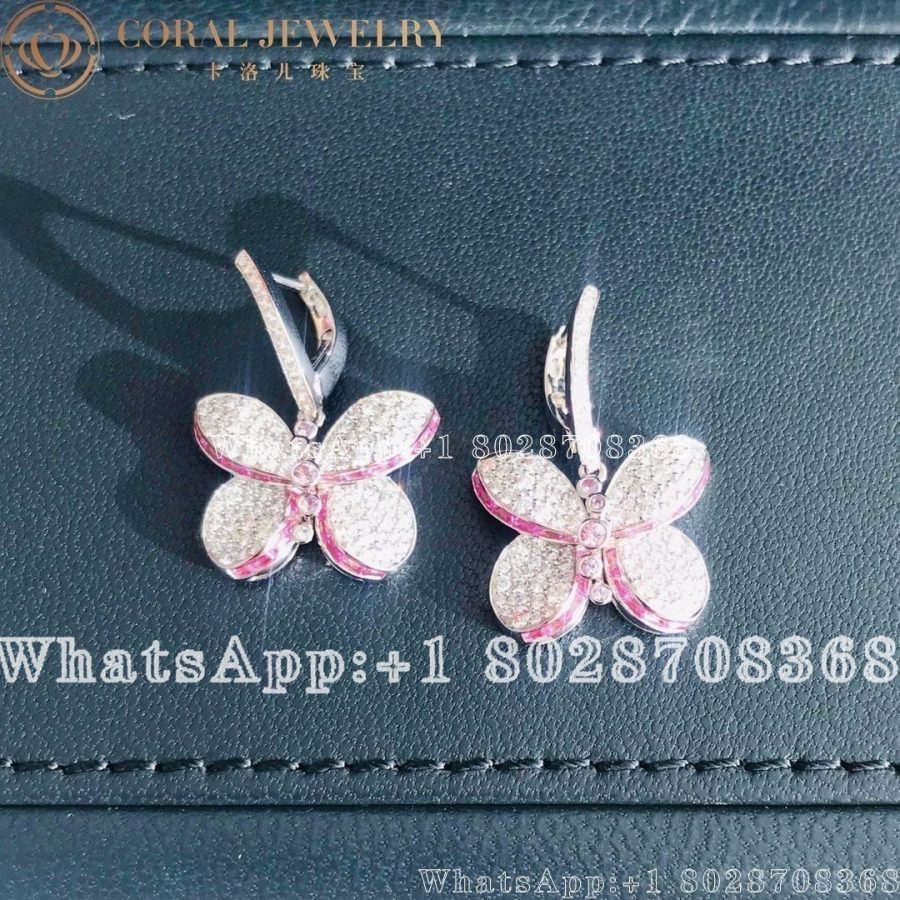 Graff White Gold Princess Butterfly w/Diamonds & Pink & Purple Sapphire Earring - Image 7