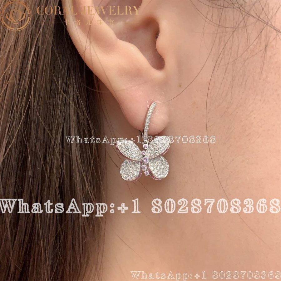 Graff White Gold Princess Butterfly w/Diamonds & Pink & Purple Sapphire Earring - Image 12