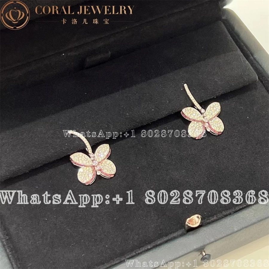 Graff White Gold Princess Butterfly w/Diamonds & Pink & Purple Sapphire Earring - Image 8