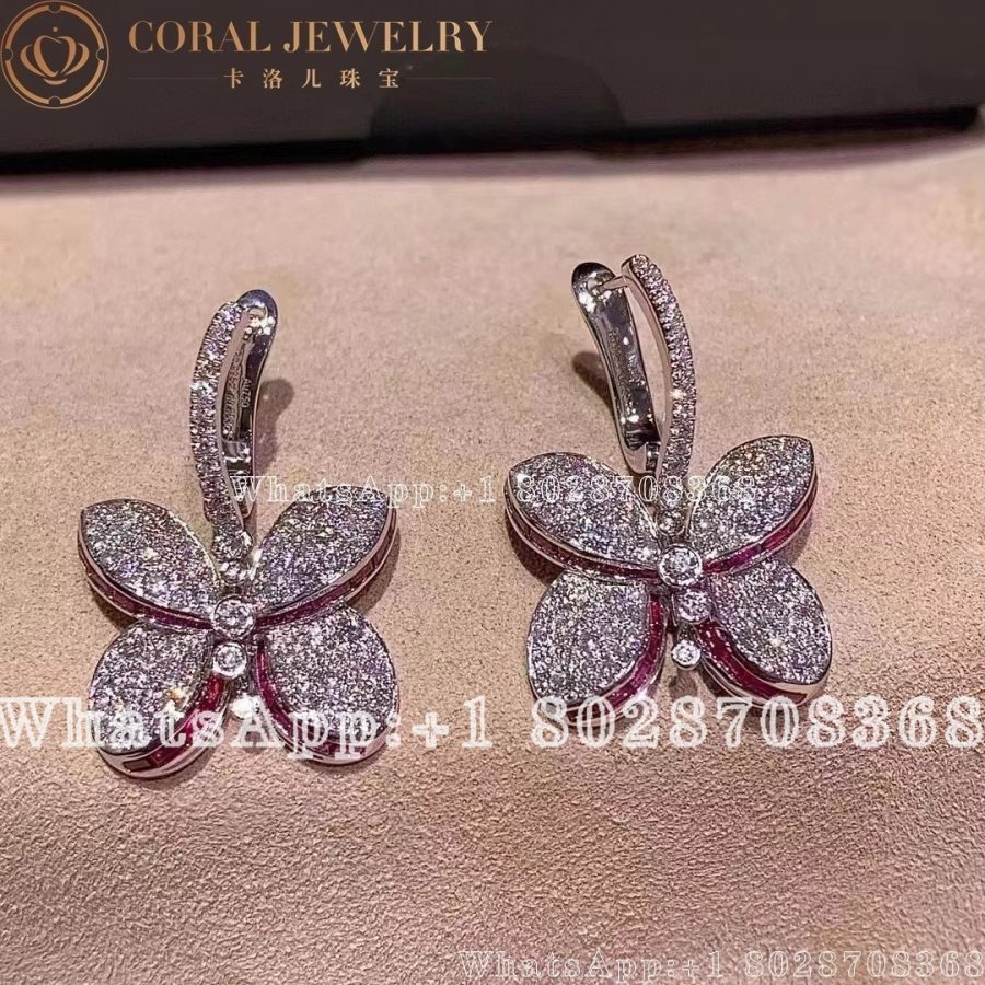 Graff White Gold Princess Butterfly w/Diamonds & Pink & Purple Sapphire Earring - Image 4