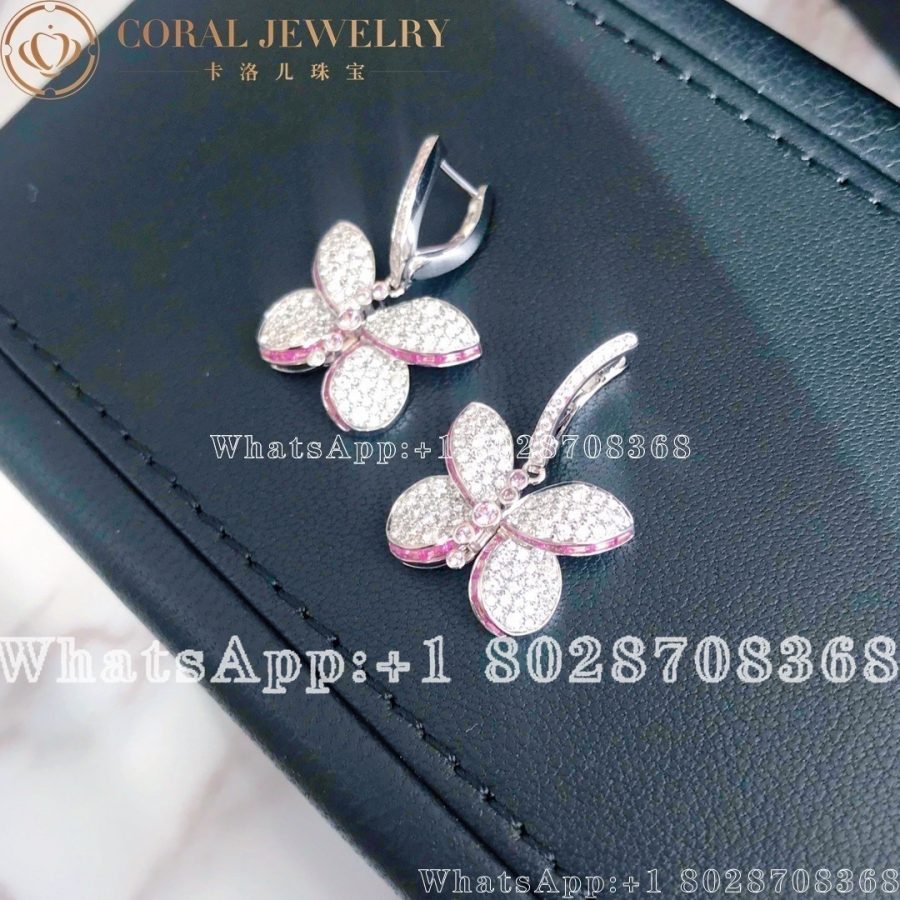 Graff White Gold Princess Butterfly w/Diamonds & Pink & Purple Sapphire Earring - Image 6