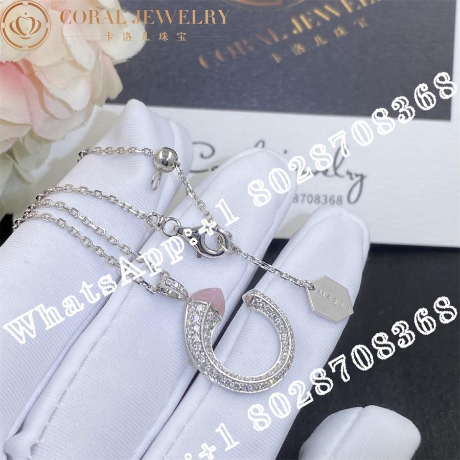 Marli Cleo Venus Diamond Pendant In White Gold Pink Opal - Image 3