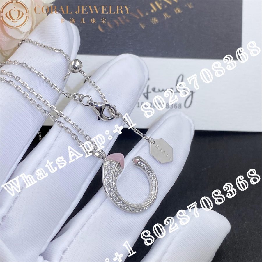 Marli Cleo Venus Diamond Pendant In White Gold Pink Opal - Image 4