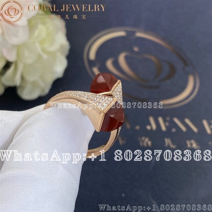 Marli Cleo Diamond Ring In Rose Gold Carnelian - Image 3