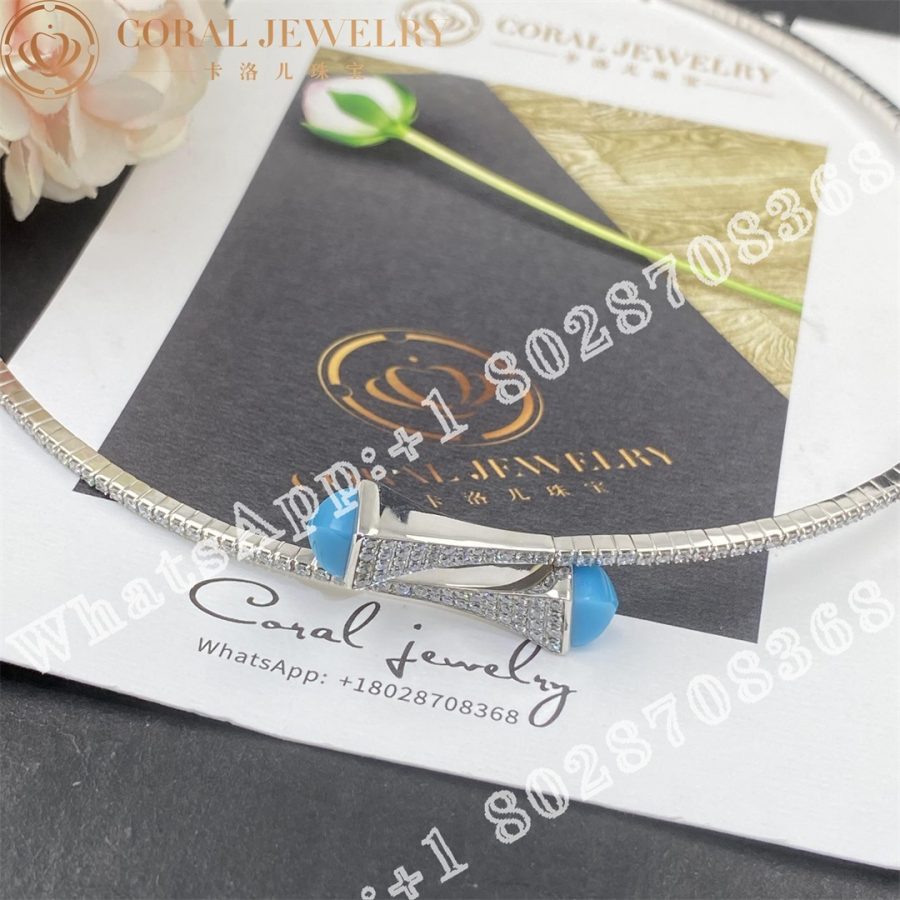 Marli Cleo Diamond Slip-On Necklace In White Gold Turquoise - Image 7