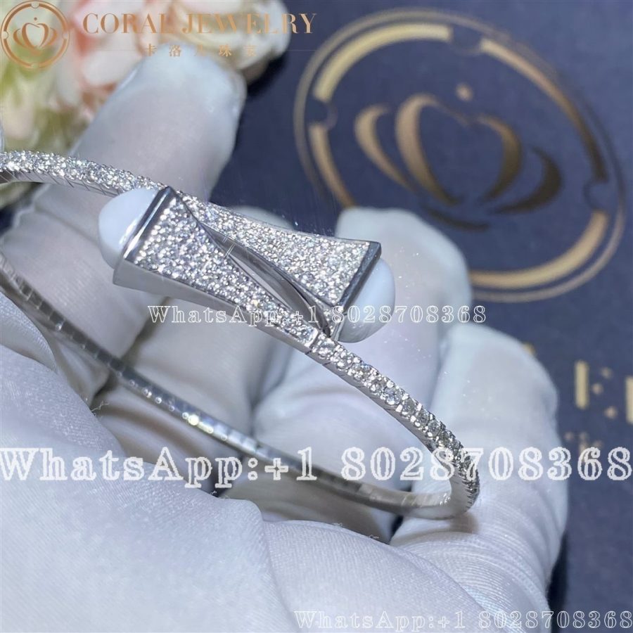 Marli Cleo Diamond Midi Slip-On Bracelet In White Gold White Agate - Image 4