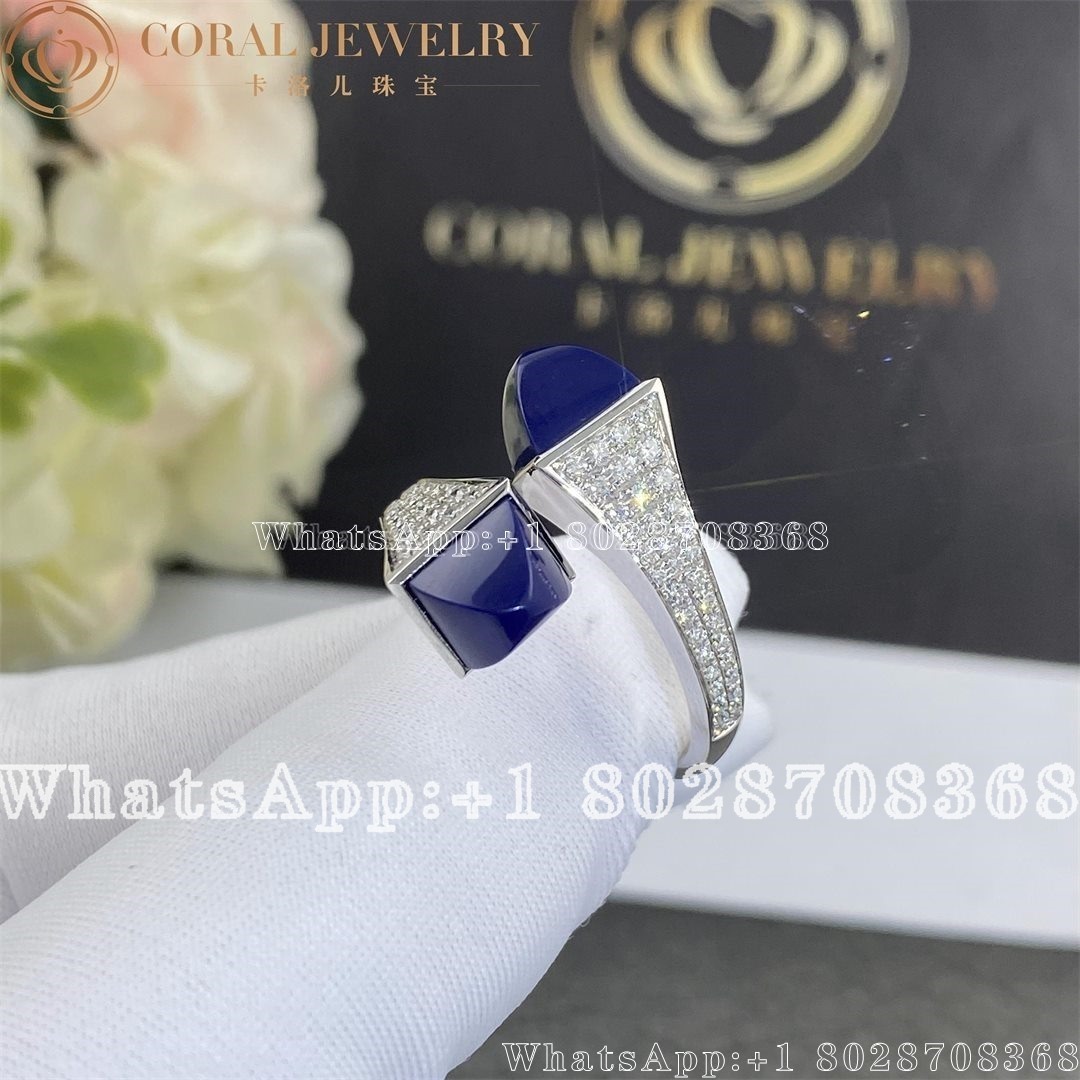 Marli Cleo Diamond Ring In White Gold Lapis Lazuli Coral (3)