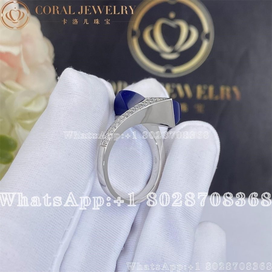 Marli Cleo Diamond Ring In White Gold Lapis Lazuli - Image 3