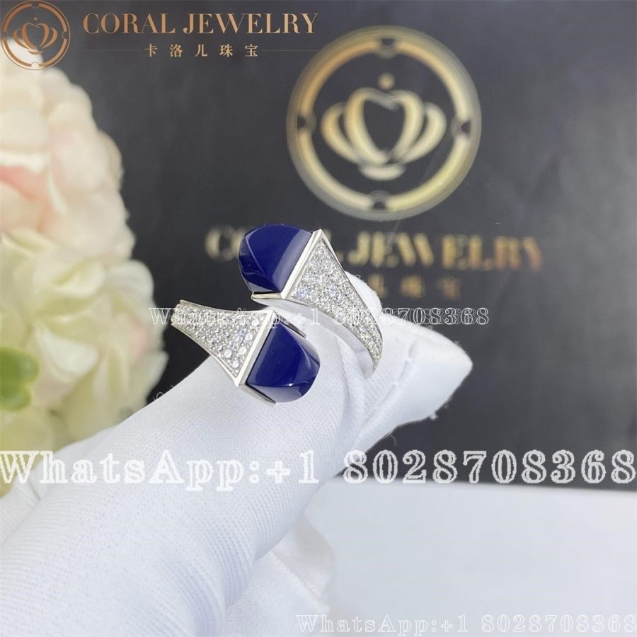 Marli Cleo Diamond Ring In White Gold Lapis Lazuli - Image 4