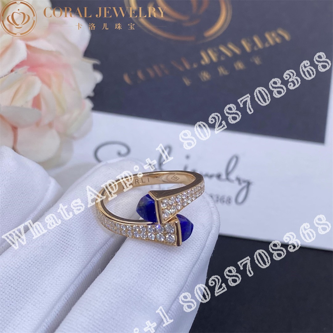 Marli Cleo Diamond Slim Ring In Rose Gold Lapis Lazuli Coral (1)