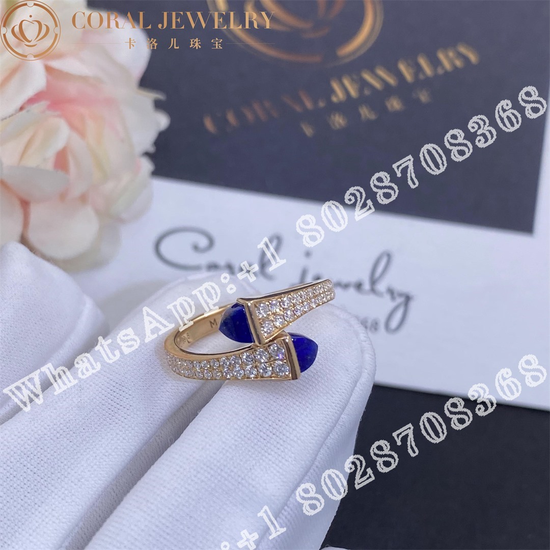 Marli Cleo Diamond Slim Ring In Rose Gold Lapis Lazuli Coral (2)