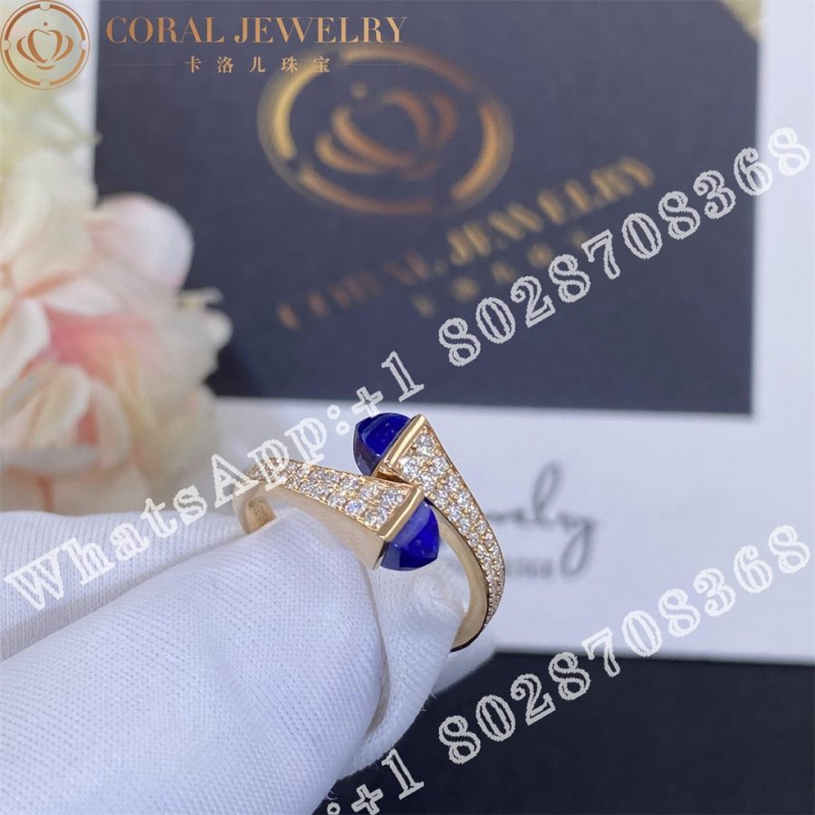 Marli Cleo Diamond Slim Ring In Rose Gold Lapis Lazuli - Image 3