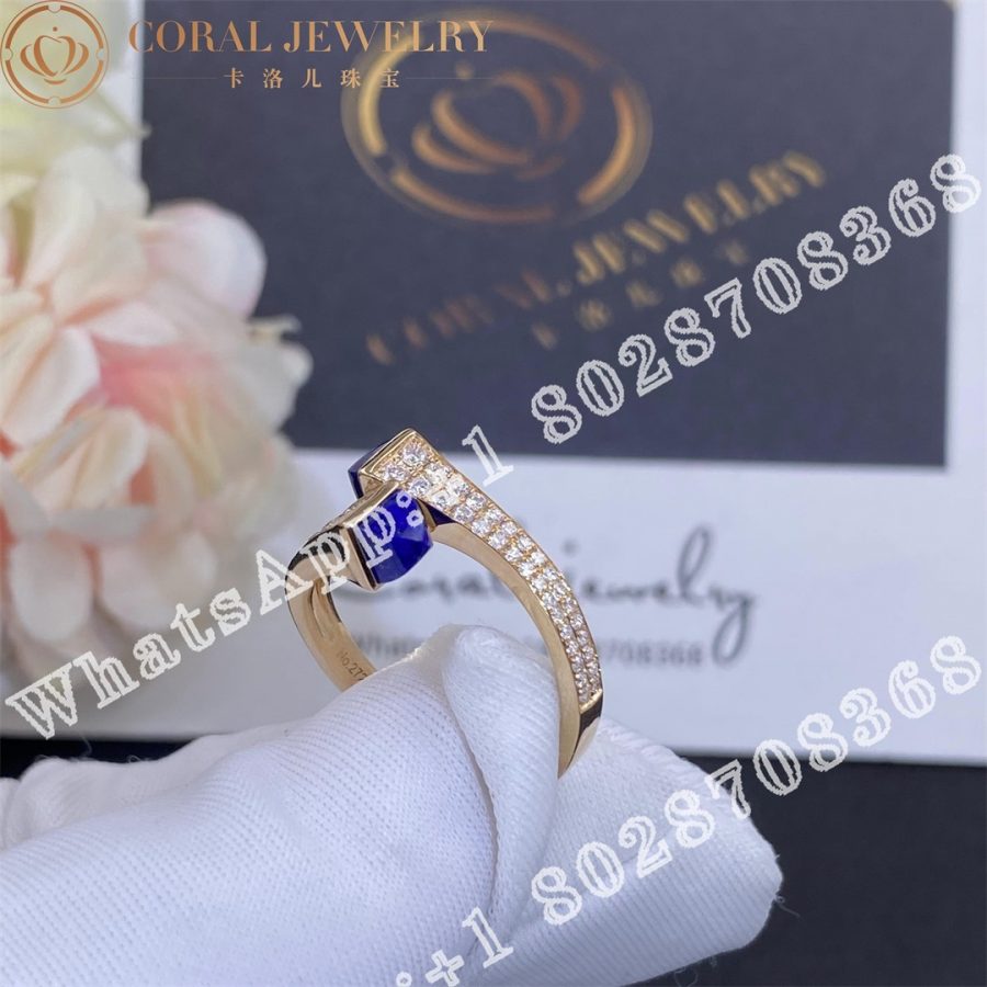 Marli Cleo Diamond Slim Ring In Rose Gold Lapis Lazuli - Image 4