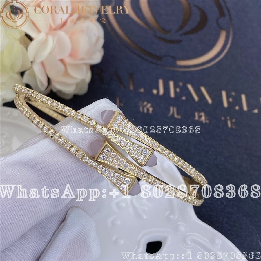 Marli Cleo Diamond Slim Slip-On Bracelet In Yellow Gold Chalcedony - Image 4