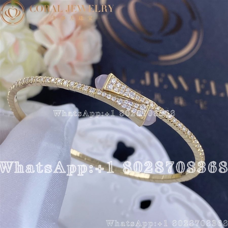 Marli Cleo Diamond Slim Slip-On Bracelet In Yellow Gold Chalcedony - Image 3